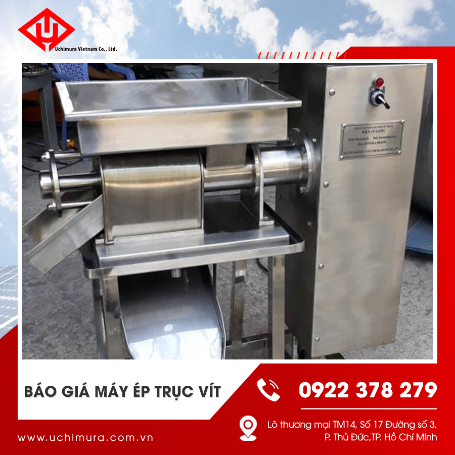 Máy ép trục vít giúp tách nước hiệu quả khỏi bã thải, vận hành liên tục