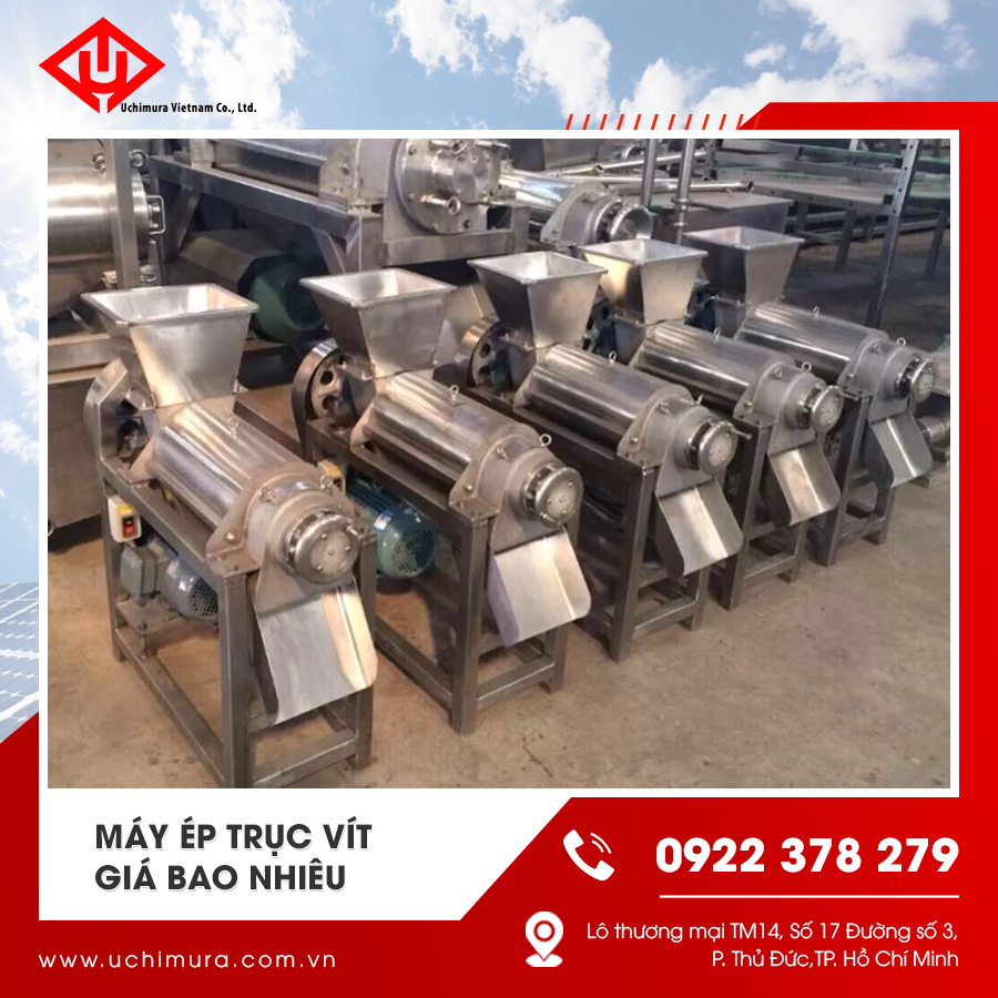 Máy ép trụ vít giúp ép tách nước hiệu quả từ bã thải, hoạt động ổn định