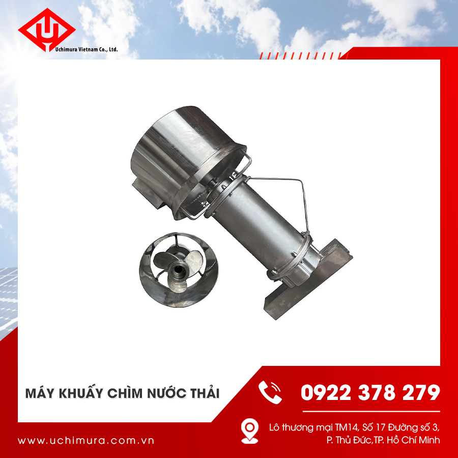 Máy khuấy chìm nước thải làm từ inox hoặc gang sơn epoxy, chịu ăn mòn tốt Máy khuấy chìm nước thải làm từ inox hoặc gang sơn epoxy, chịu ăn mòn tốt