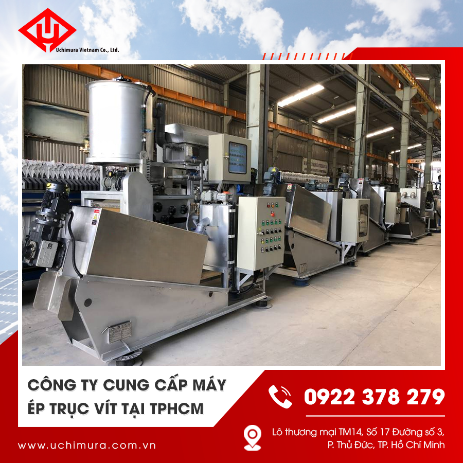 Hình ảnh khu vực máy ép trục vít tại kho xưởng ở TPHCM