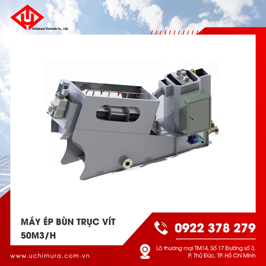Cơ cấu trục vít và vòng đĩa của máy ép bùn