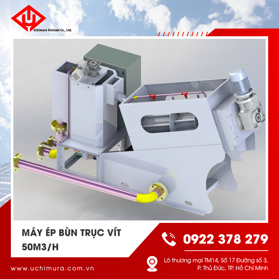 Máy ép bùn công nghiệp quy mô lớn – thiết kế kín và khung thép