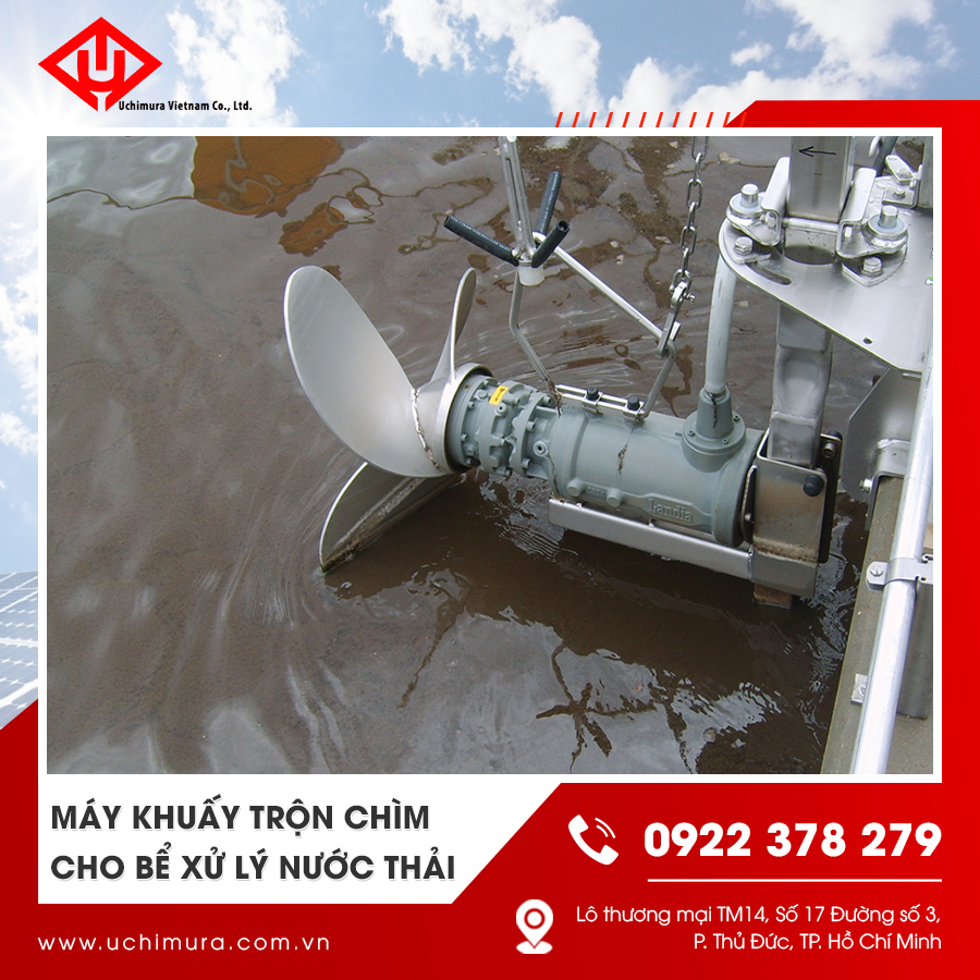 Máy khuấy trộn chìm lắp đặt trong bể nước thải sâu